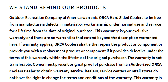 orca warranty