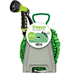 New Expandable Garden Water Hose kit 50 ft Kink-Free Triple Latex. Lightweight & heavy duty flexible collapsible by Treeco with nozzle sprayer & gun set with reel
