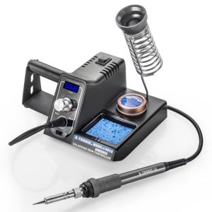 X-Tronic Model #3020-XTS Digital Display Soldering Iron Station - 10 Minute Sleep Function, Auto Cool Down, C/F Switch, Ergonomic Soldering Iron, Solder Holder, Brass Tip Cleaner with Cleaning Flux