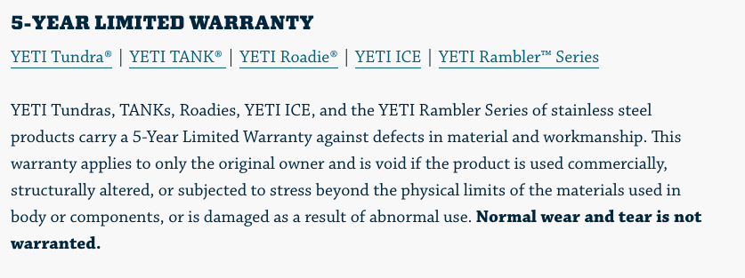 warranty policy