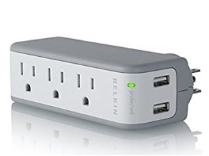 Belkin BZ103050-TVL 3-Outlet Mini Travel Swivel Charger Surge Protector with Dual USB Ports, 1-Amp/5-watt