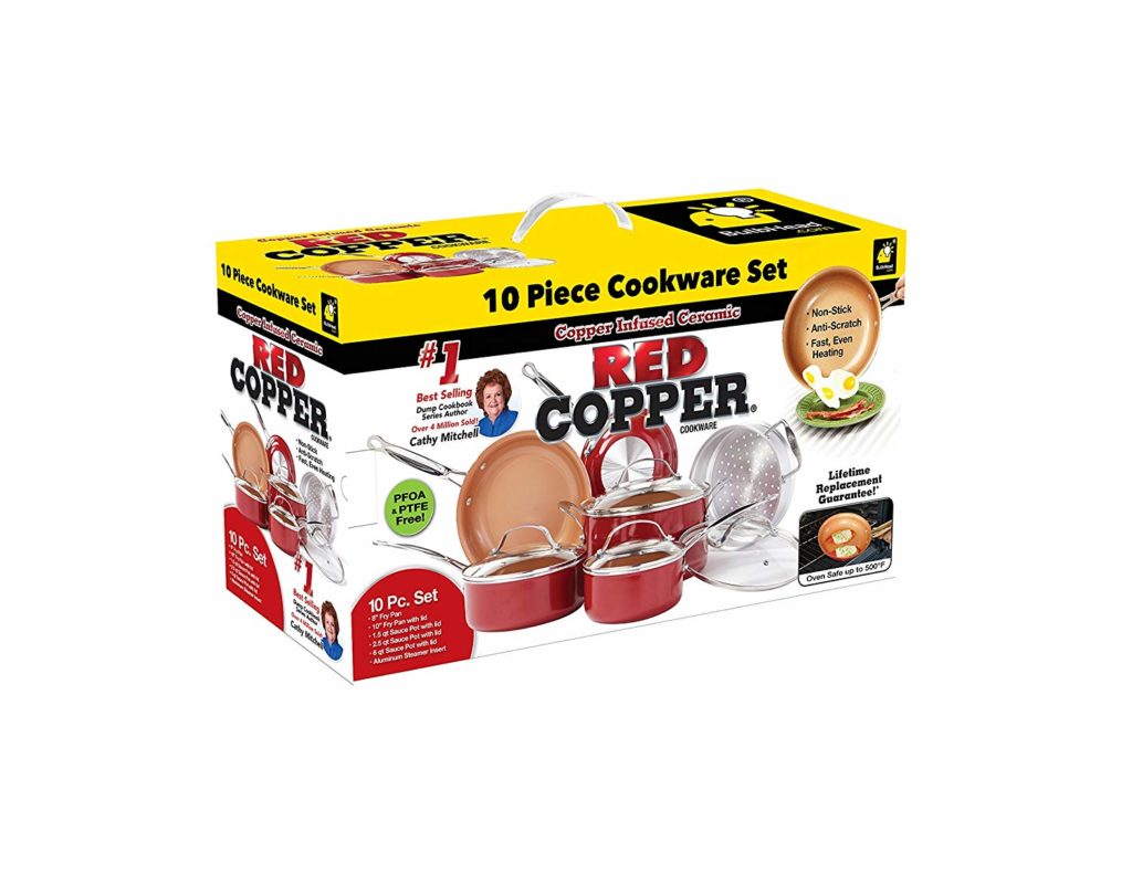 As Seen on TV Red Copper 9.5-in. Square Dance Pan